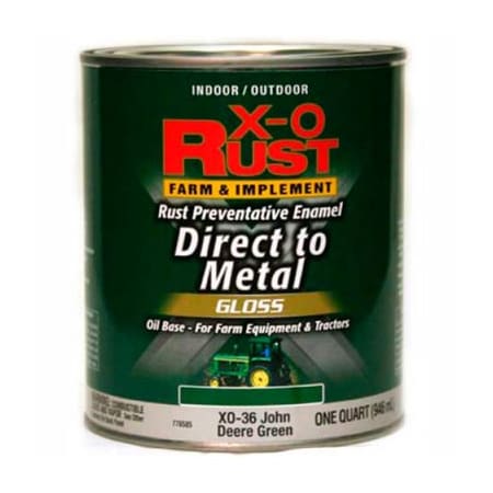 General Paint X-O Rust Brush-On Enamel, Gloss Finish, Grass Green, Matches John Deere Green, Quart - 776585